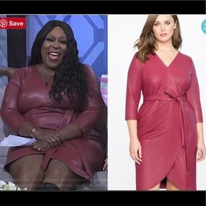 Faux leather wrap dress